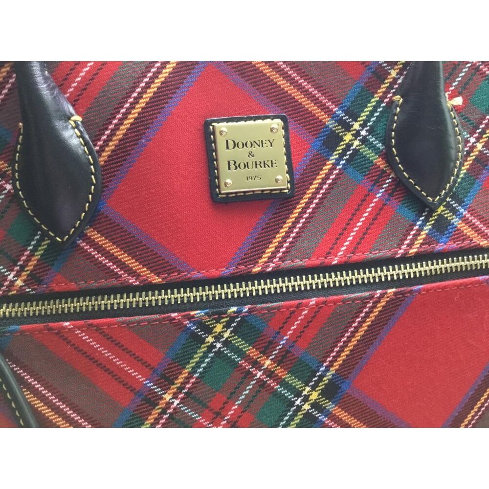 Dooney & Burke Red Plaid Tartan Tote w/Black Leather Trim NWOT - Picture 2 of 11